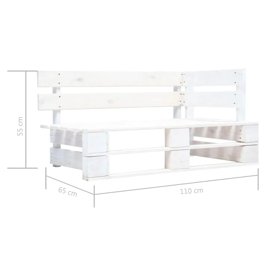 Canapé d'angle palette de jardin Bois de pin imprégné de blanc - 4