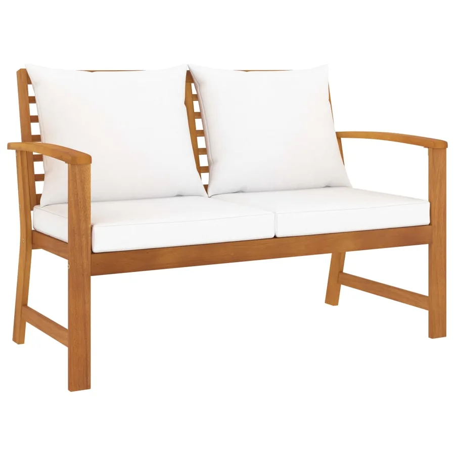 Salon de jardin 3 pcs avec coussin Bois d'acacia solide - 4