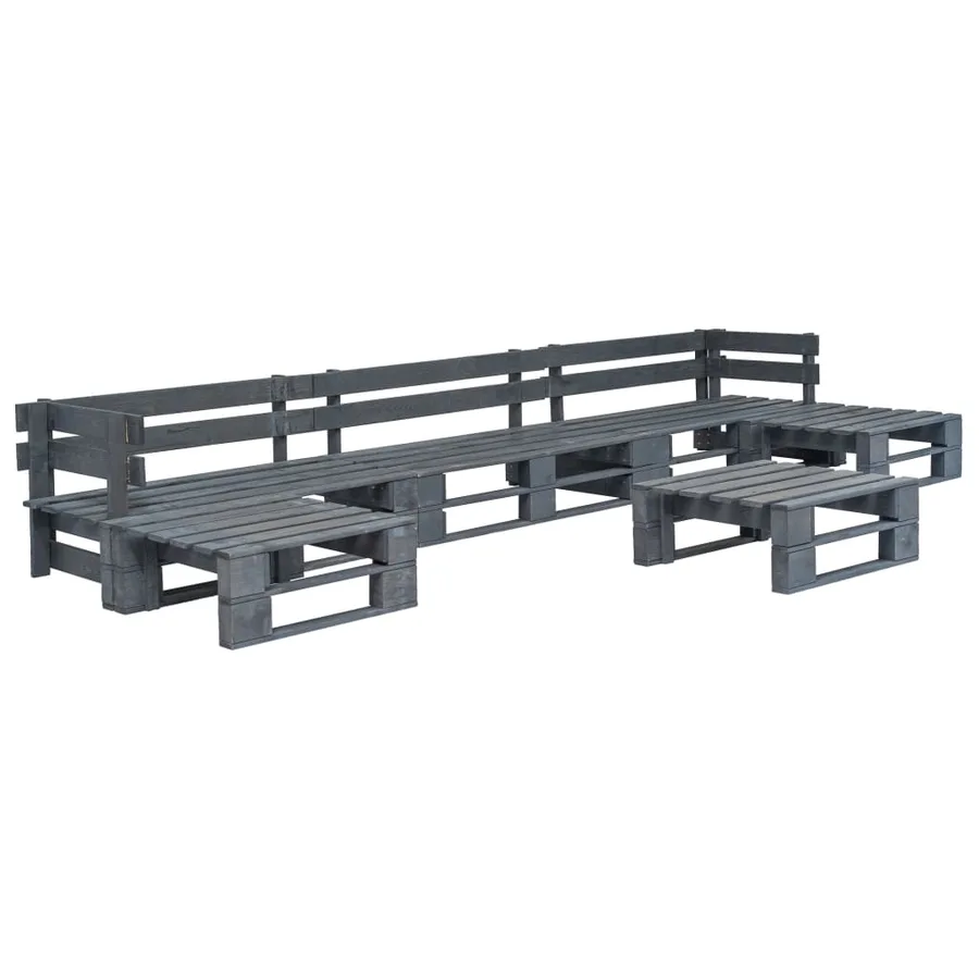 Salon palette de jardin 6 pcs avec coussins sable bois - 3