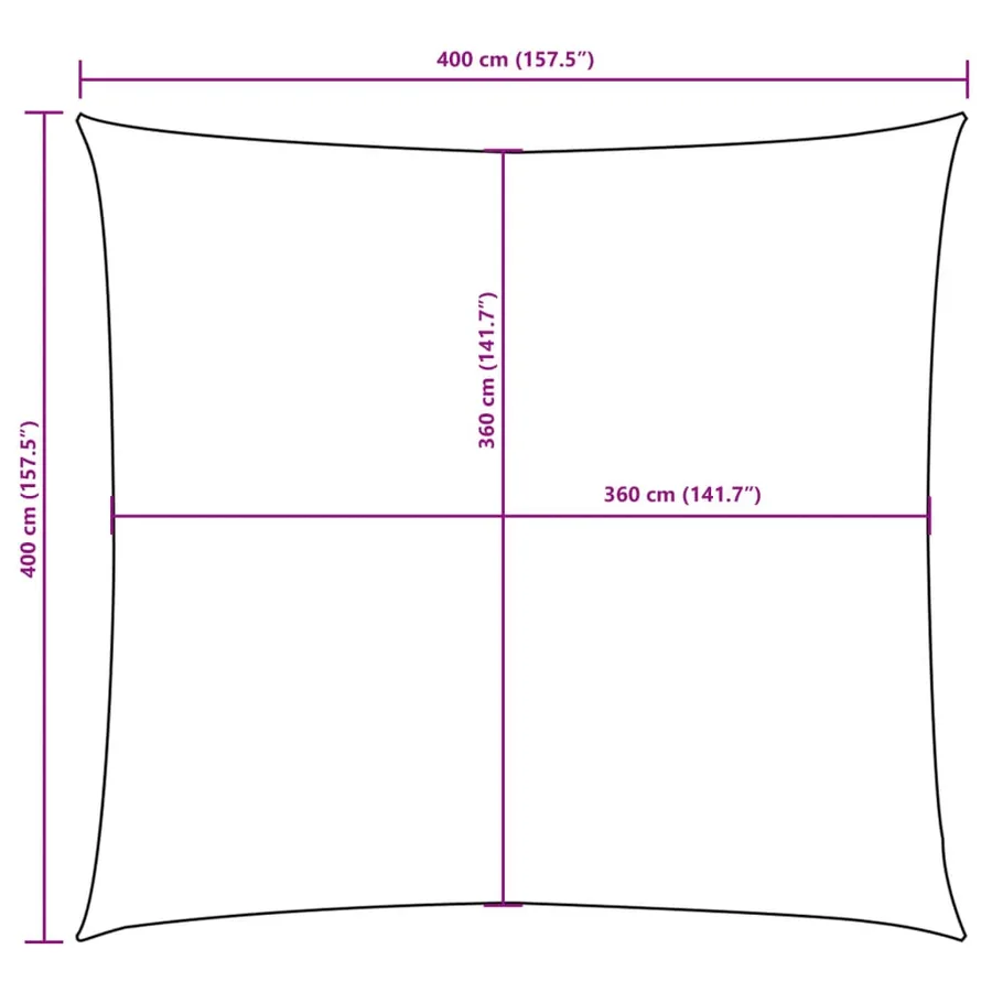 Voile de parasol tissu oxford carré 4x4 m crème - 10