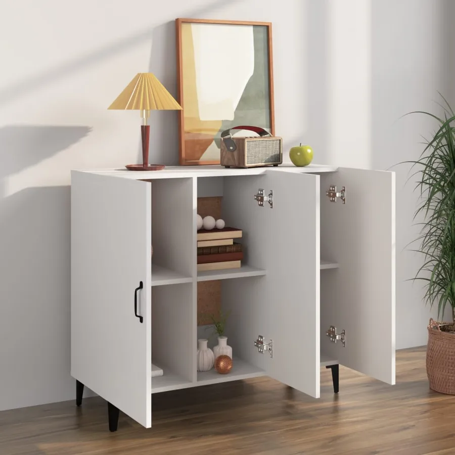 Buffet blanc 90x34x80 cm bois d'ingénierie - 3