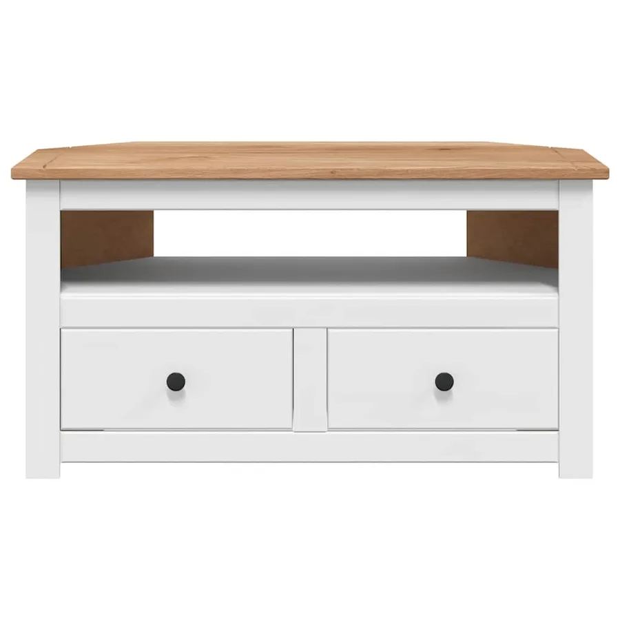 Meuble TV d'angle Blanc 93x49x49 cm Pin Assortiment Panama - 5