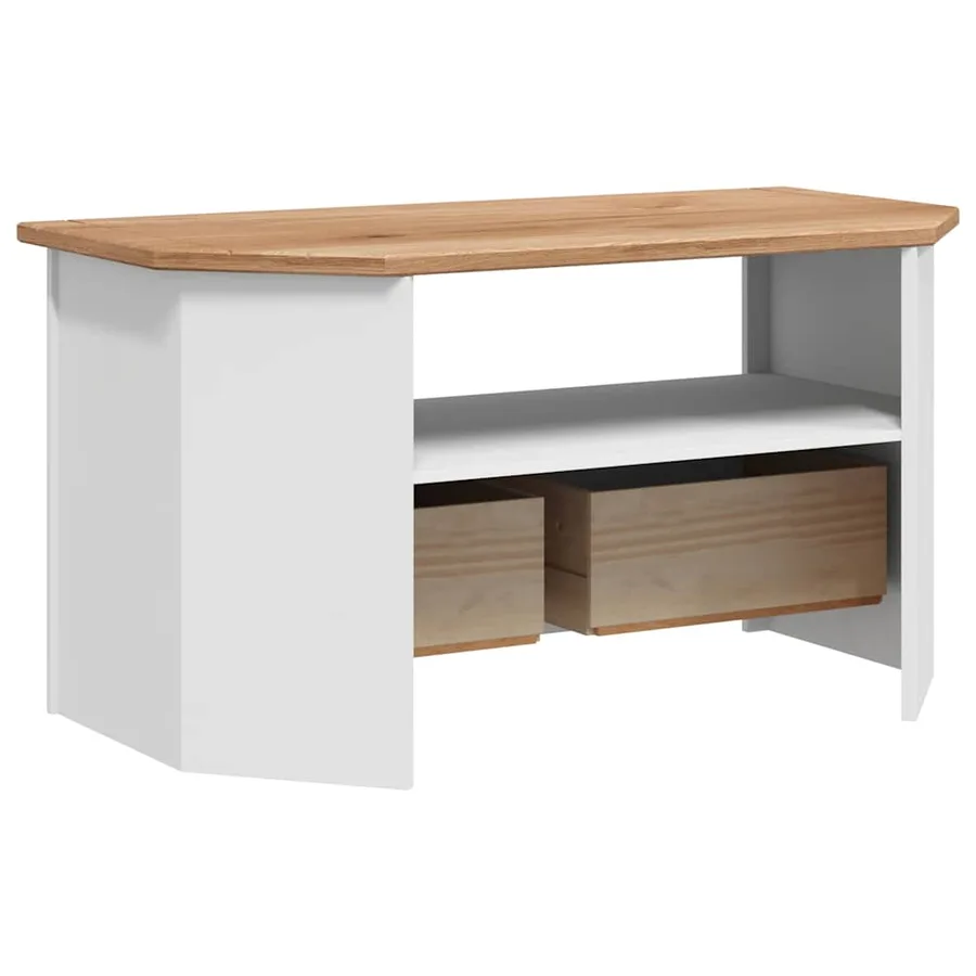 Meuble TV d'angle Blanc 93x49x49 cm Pin Assortiment Panama - 7