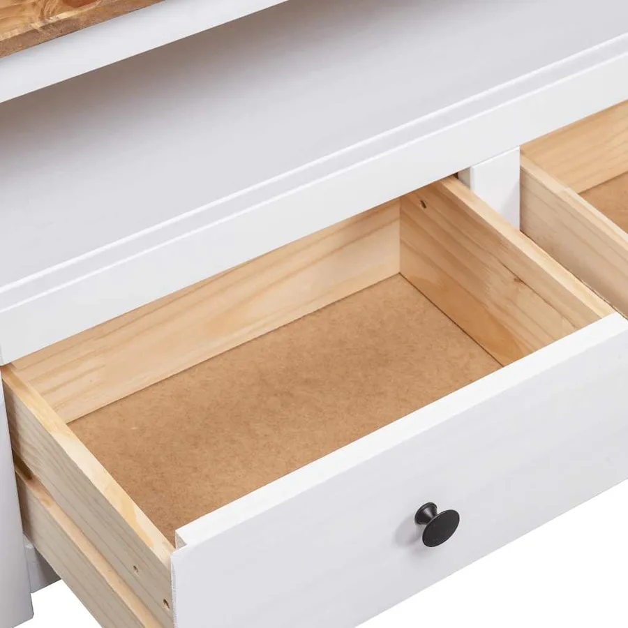 Meuble TV d'angle Blanc 93x49x49 cm Pin Assortiment Panama - 8