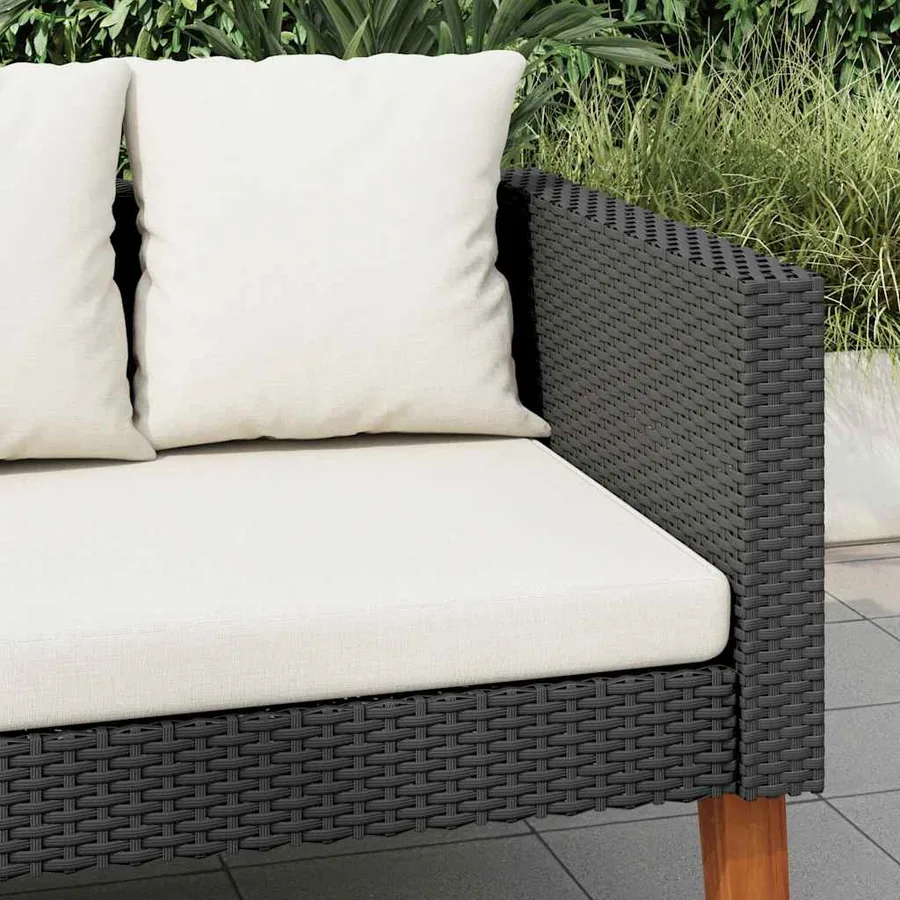 Canapé de jardin à 3 places avec coussins Résine tressée Noir - 3