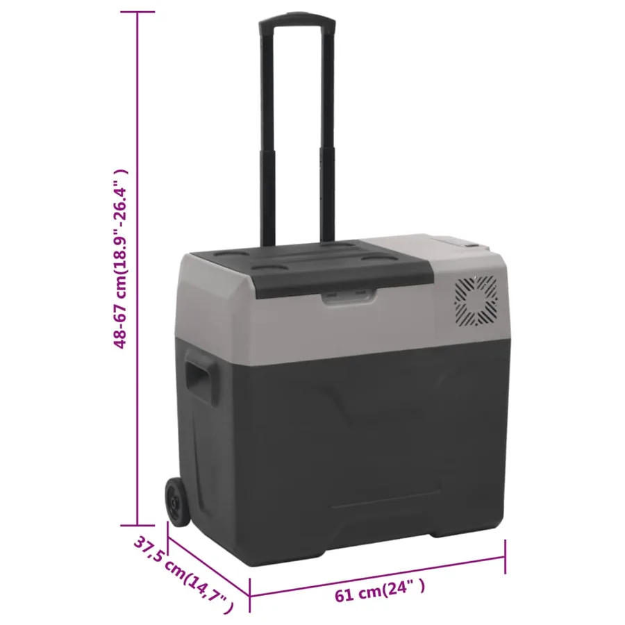 Glacière avec roue et adaptateur noir et gris 40L polypropylène - 16