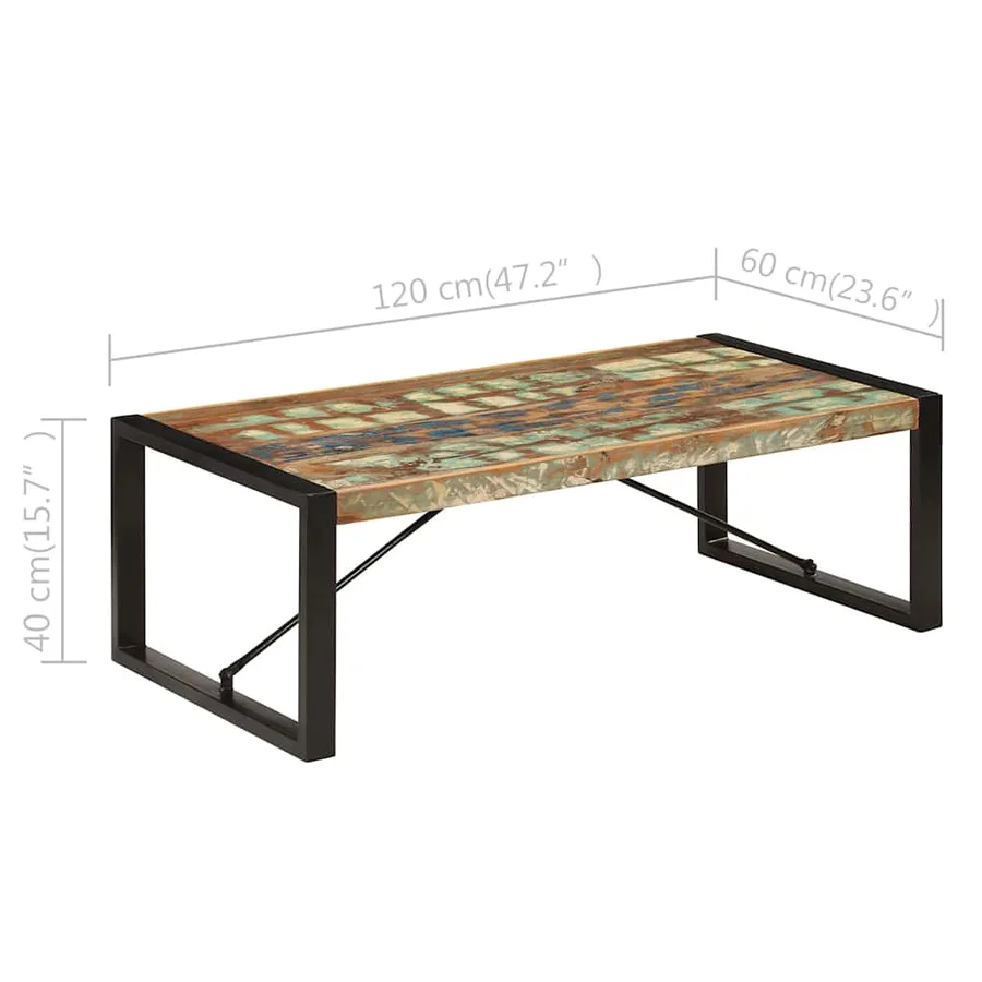 Table basse 120x60x40 cm Bois de récupération solide - 6
