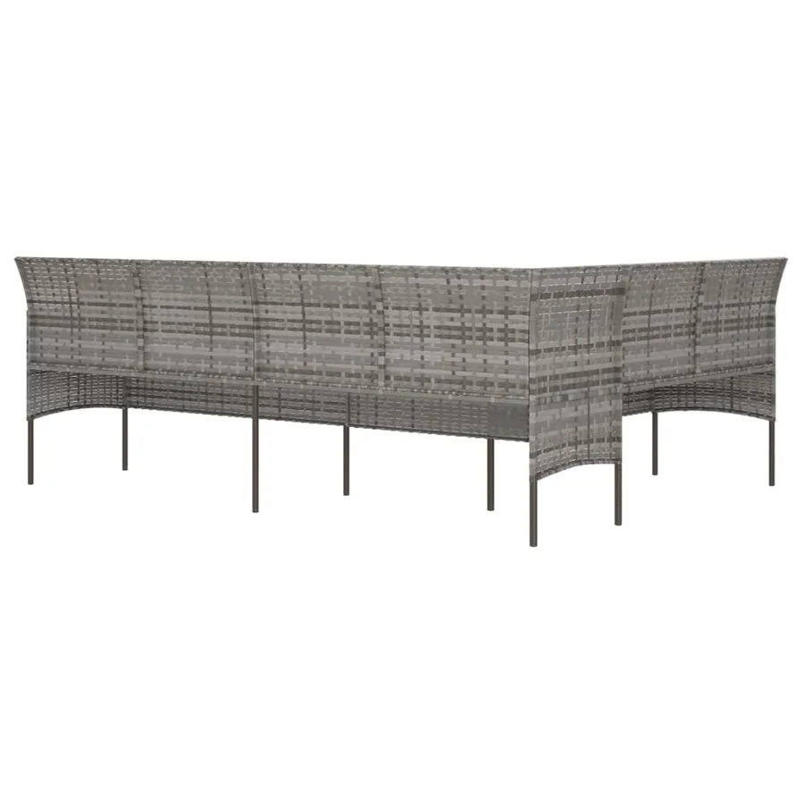 Canapé de jardin en forme de L et coussins gris résine tressée - 5