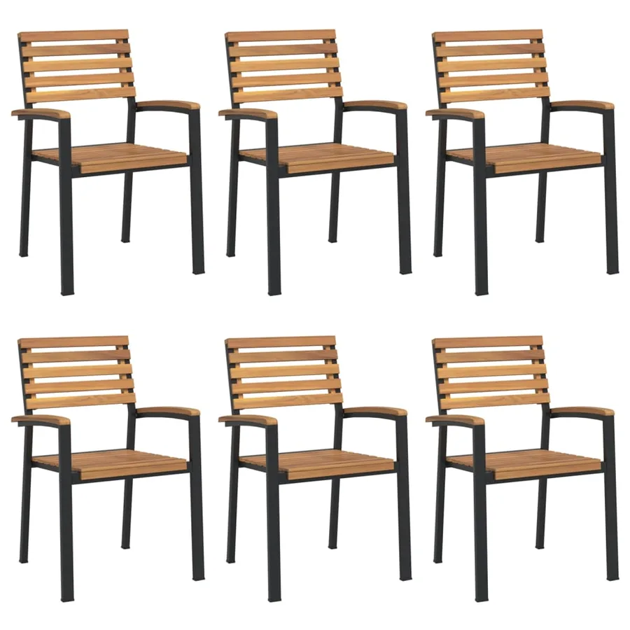 Ensemble à manger de jardin 7 pcs bois d'acacia solide et métal - 3