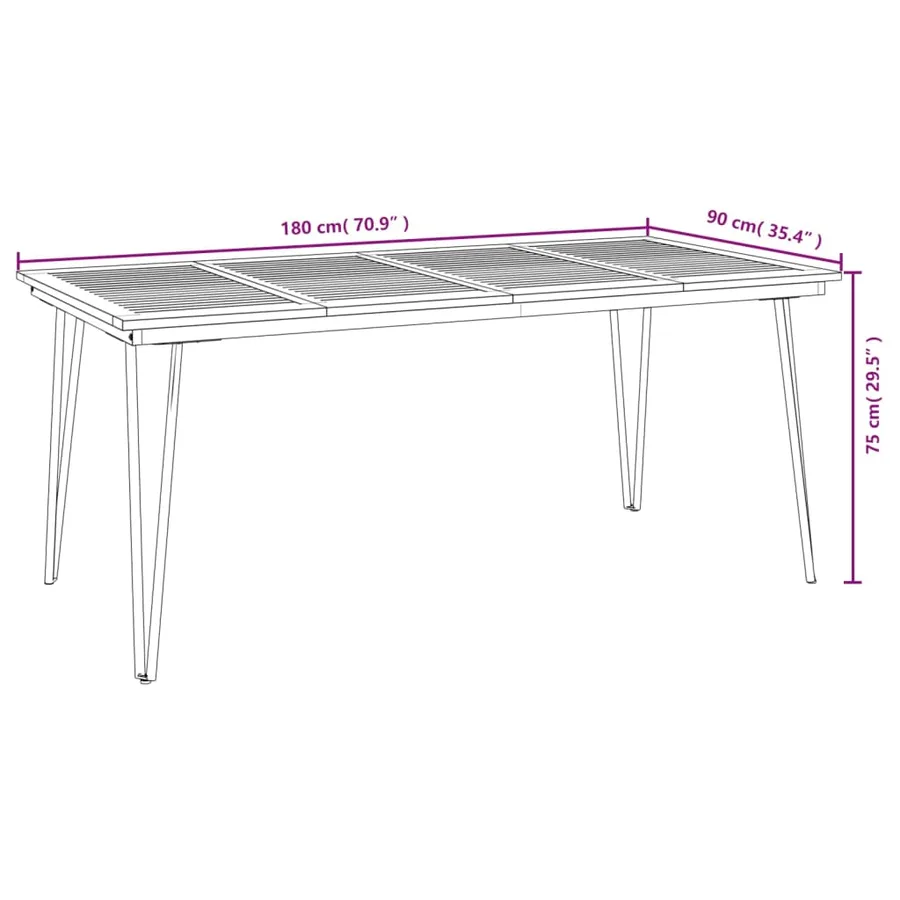 Ensemble à manger de jardin 7 pcs bois d'acacia solide et métal - 8