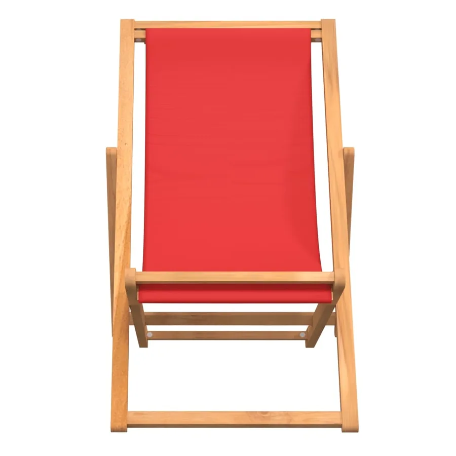 Chaise de plage pliable Bois de teck solide rouge - 3