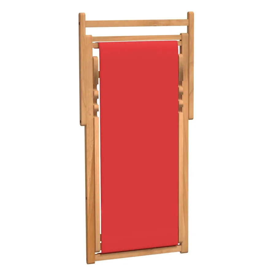 Chaise de plage pliable Bois de teck solide rouge - 6