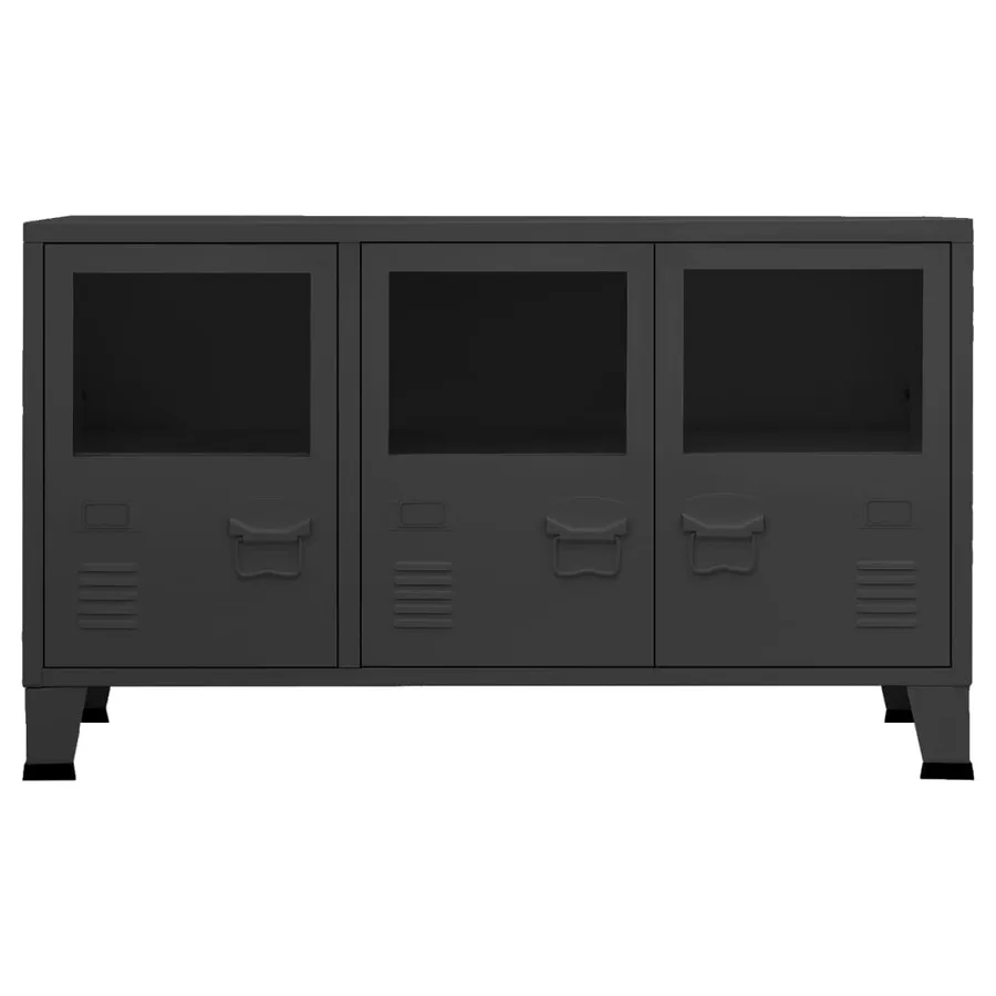 Buffet industriel Noir 105x35x62 cm Métal et verre - 3