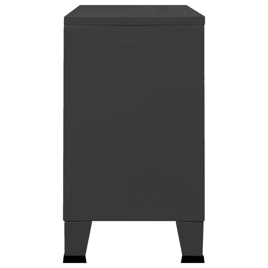 Buffet industriel Noir 105x35x62 cm Métal et verre - 4
