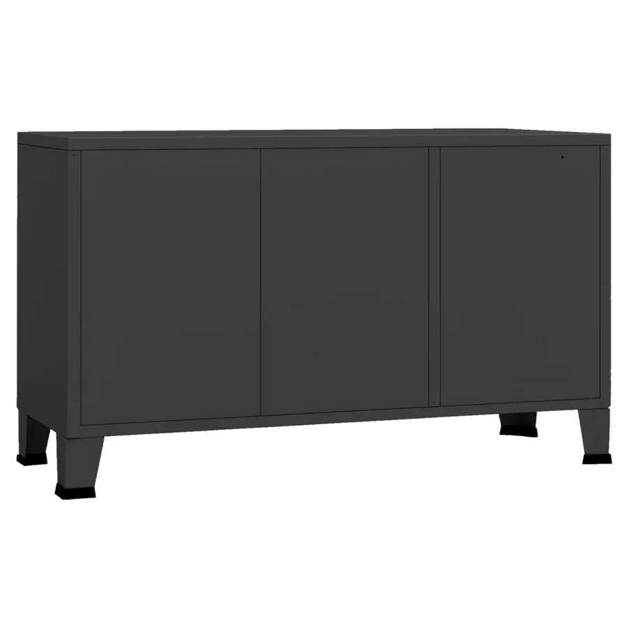Buffet industriel Noir 105x35x62 cm Métal et verre - 5