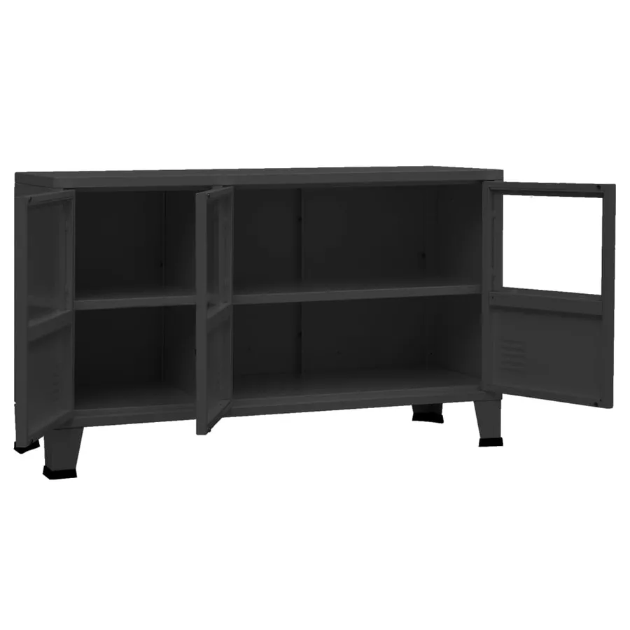 Buffet industriel Noir 105x35x62 cm Métal et verre - 6