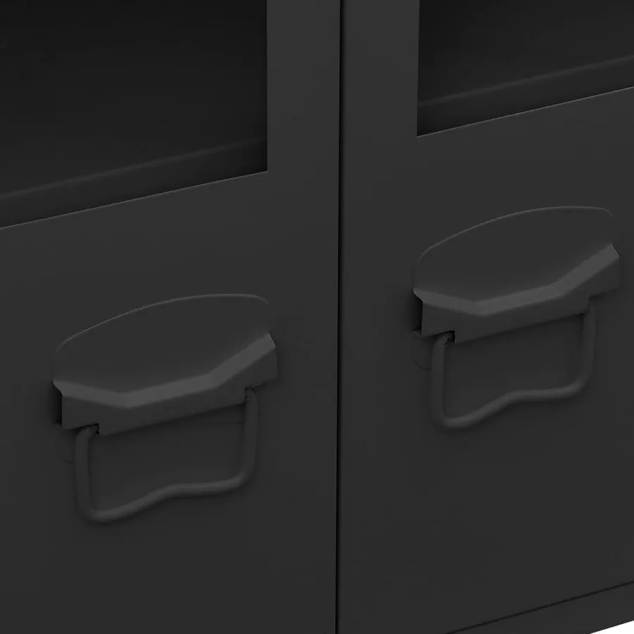 Buffet industriel Noir 105x35x62 cm Métal et verre - 7
