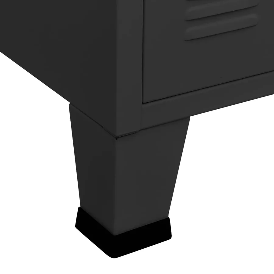 Buffet industriel Noir 105x35x62 cm Métal et verre - 8