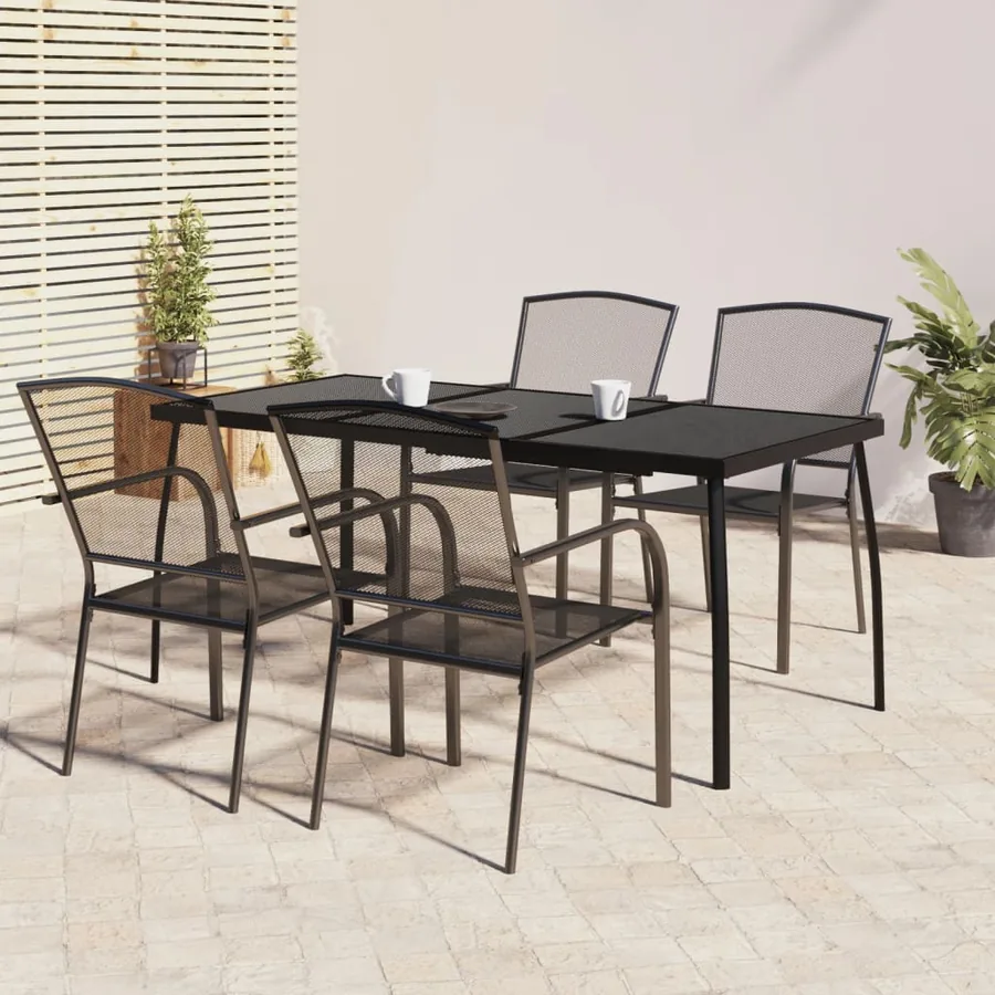 Ensemble à manger de jardin 5 pcs anthracite acier