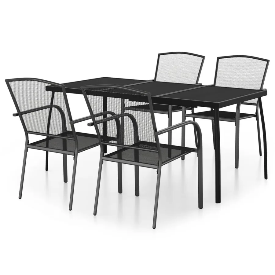 Ensemble à manger de jardin 5 pcs anthracite acier - 2