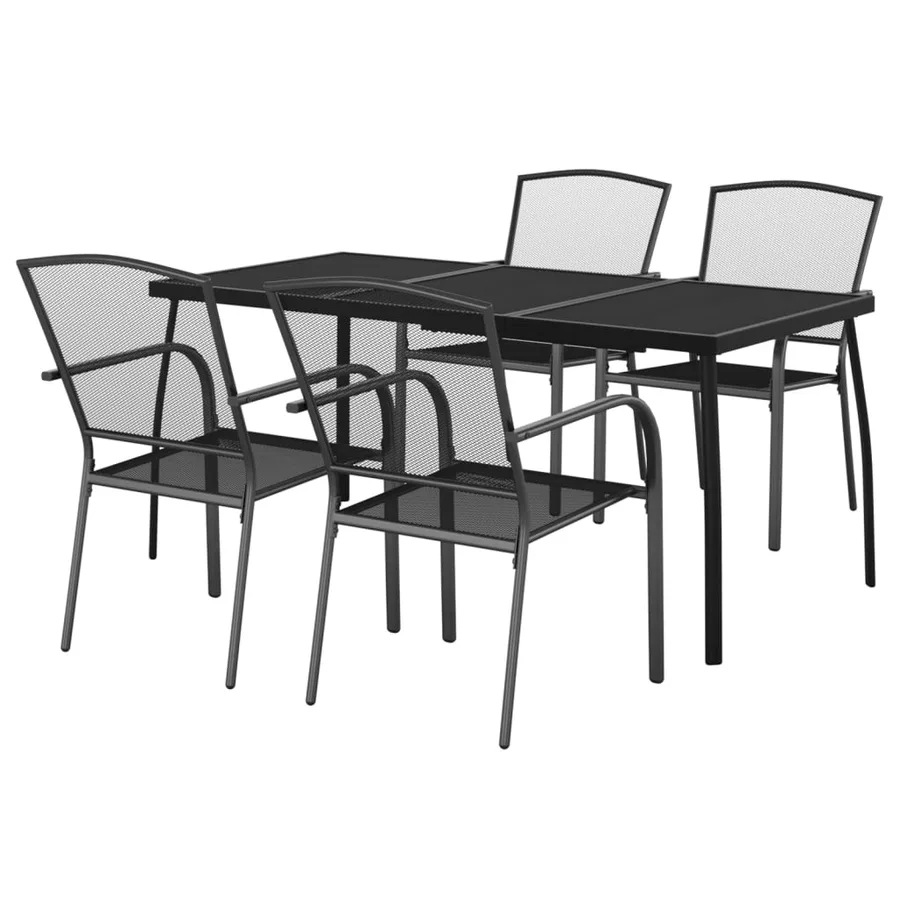 Ensemble à manger de jardin 5 pcs anthracite acier - 3