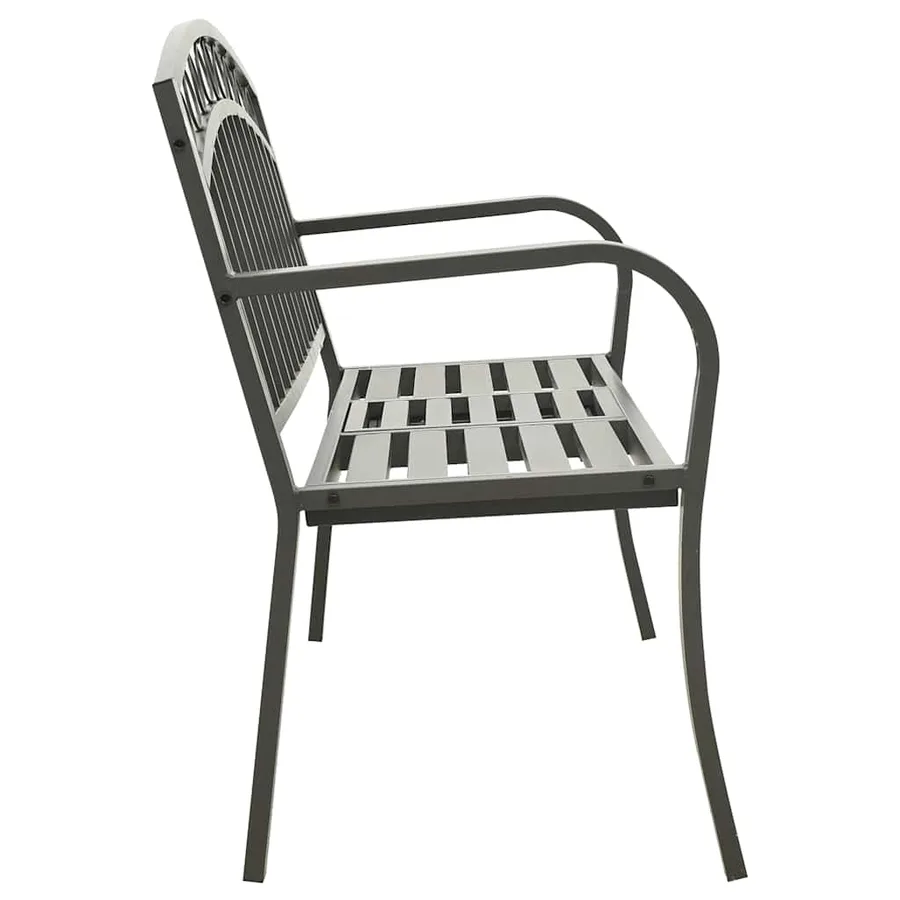 Banc de jardin avec table Gris 120 cm Acier - 4