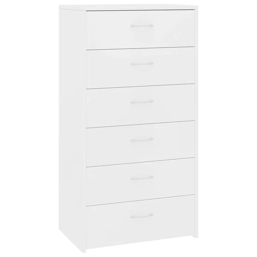 Buffet avec 6 tiroirs Blanc 50x34x96 cm Bois d'ingénierie - 2