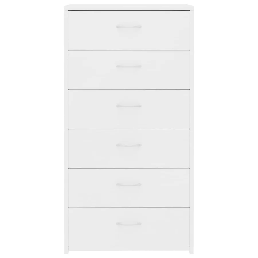 Buffet avec 6 tiroirs Blanc 50x34x96 cm Bois d'ingénierie - 4