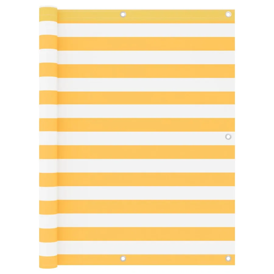 Écran de balcon Blanc et jaune 120x500 cm Tissu Oxford