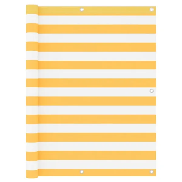 Écran de balcon Blanc et jaune 120x500 cm Tissu Oxford