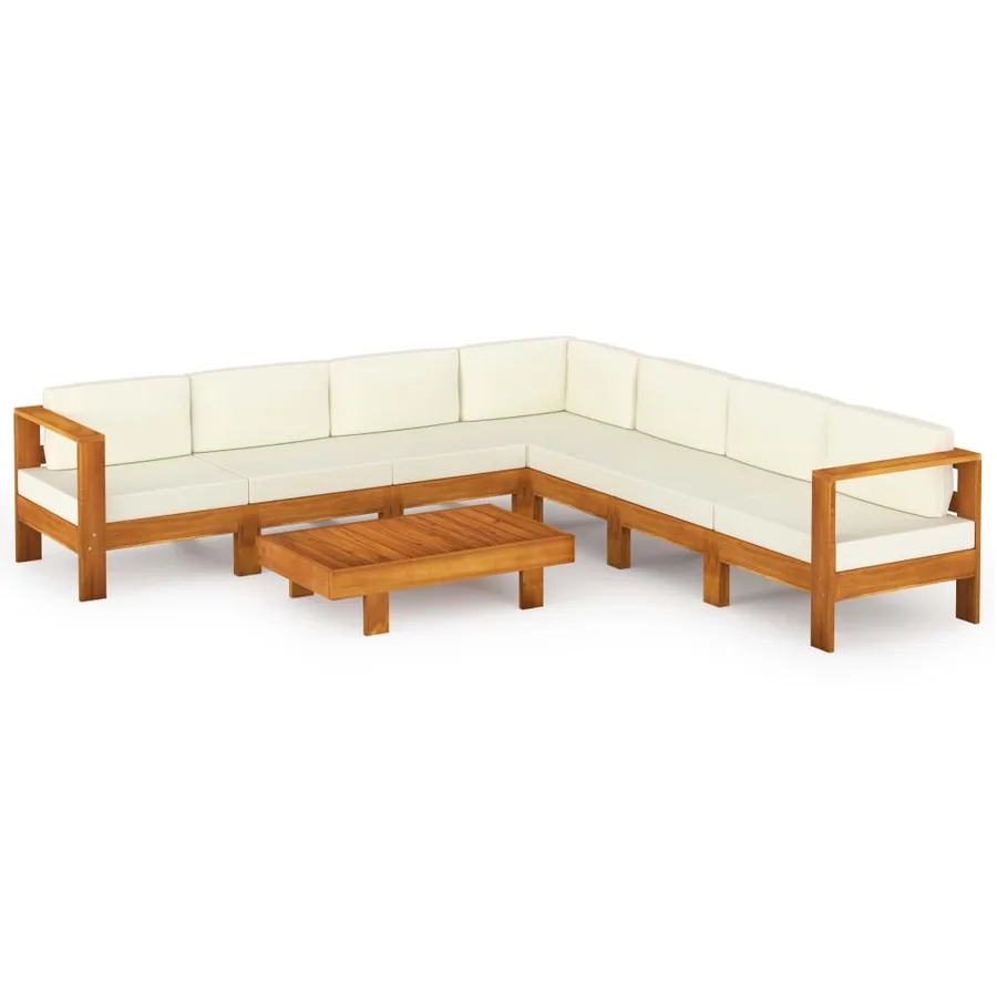 Salon de jardin 8 pièces avec coussins 100 x 60 cm Bois d'acacia - 2