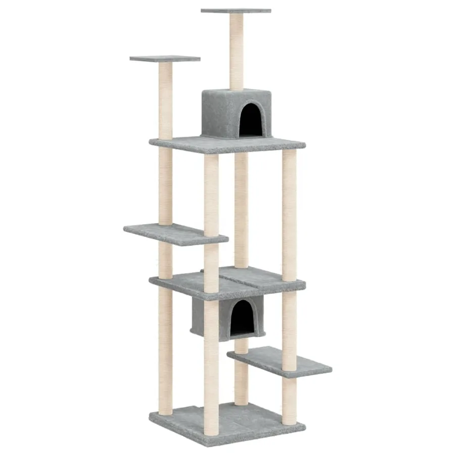 Arbre à chat avec griffoirs en sisal Gris clair 176 cm - 2