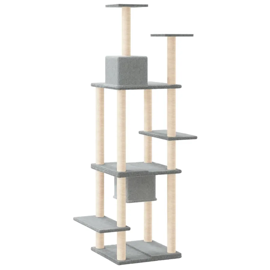 Arbre à chat avec griffoirs en sisal Gris clair 176 cm - 5