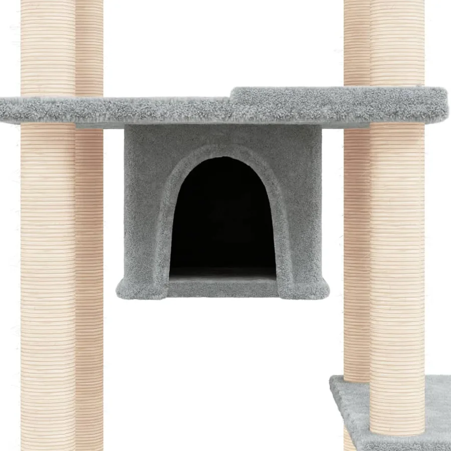 Arbre à chat avec griffoirs en sisal Gris clair 176 cm - 6