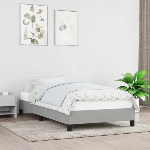 Cadre de lit sans matelas gris clair 80x200 cm tissu