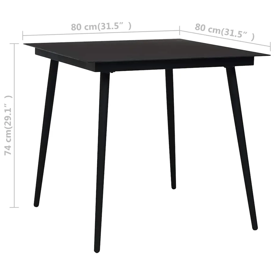 Ensemble à manger de jardin 3 pcs noir et marron - 12