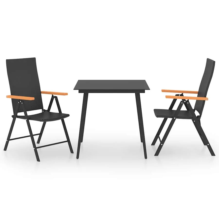 Ensemble à manger de jardin 3 pcs noir et marron - 2
