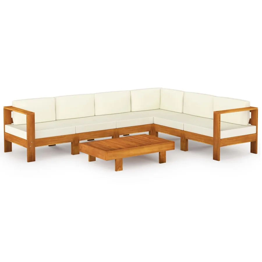 Salon de jardin 7 pièces avec coussins 100 x 60 cm Bois d'acacia - 2
