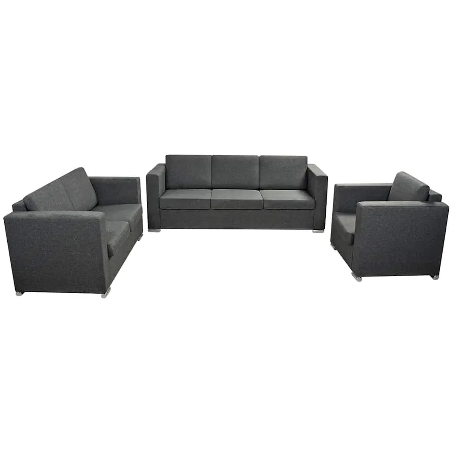 Ensemble de canapés trois pièces Tissu Gris foncé - 2