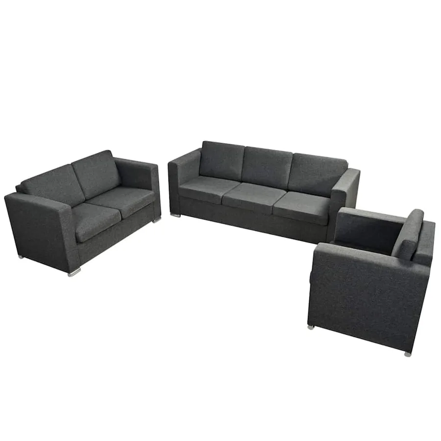 Ensemble de canapés trois pièces Tissu Gris foncé - 3