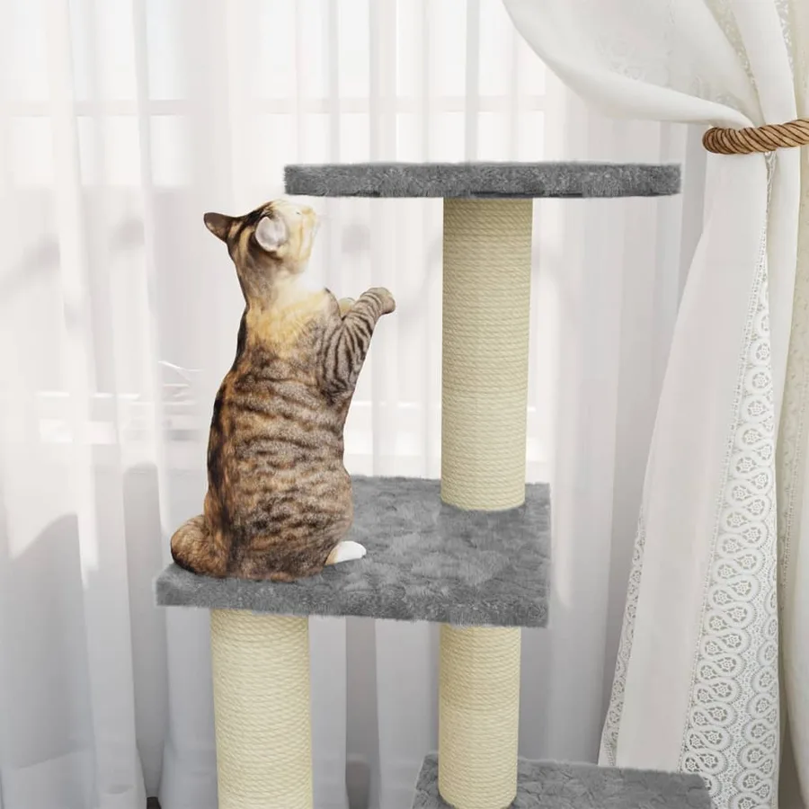 Arbre à chat avec griffoirs en sisal Gris clair 92 cm - 3