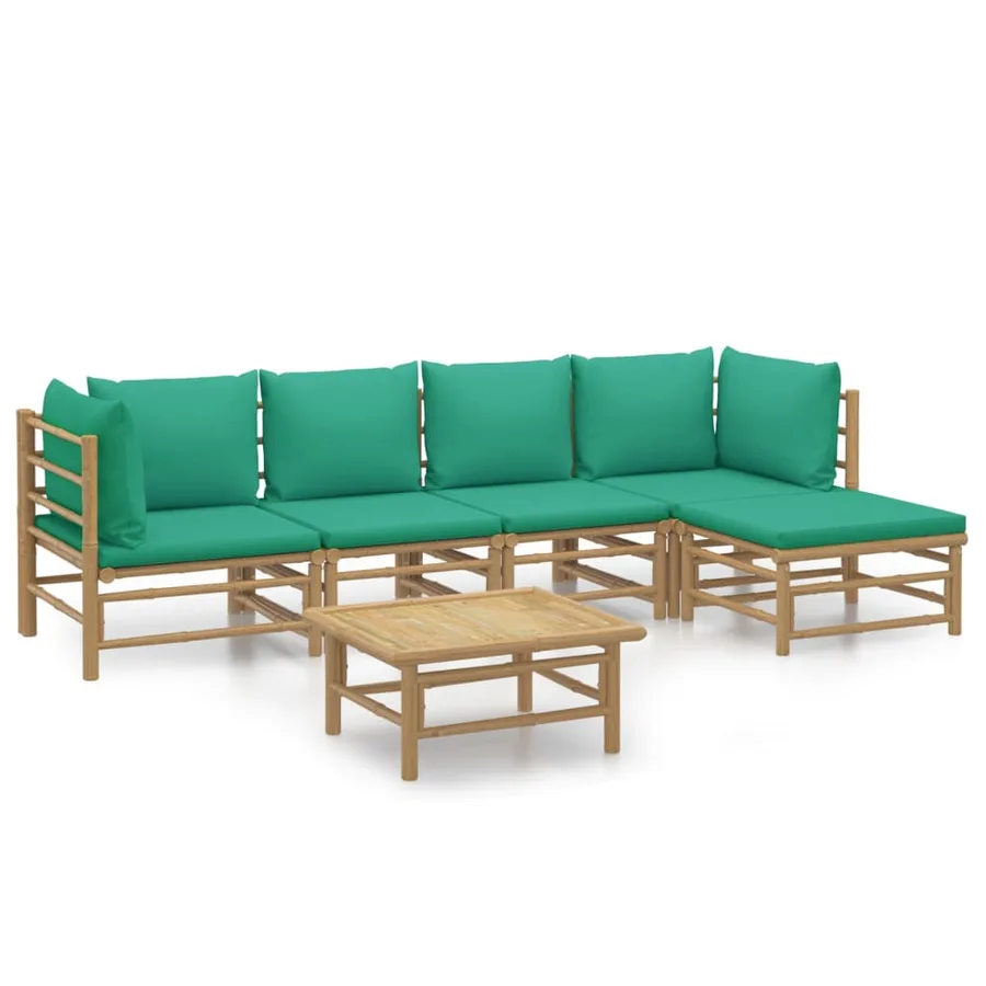 Salon de jardin 6 pcs avec coussins vert bambou - 2