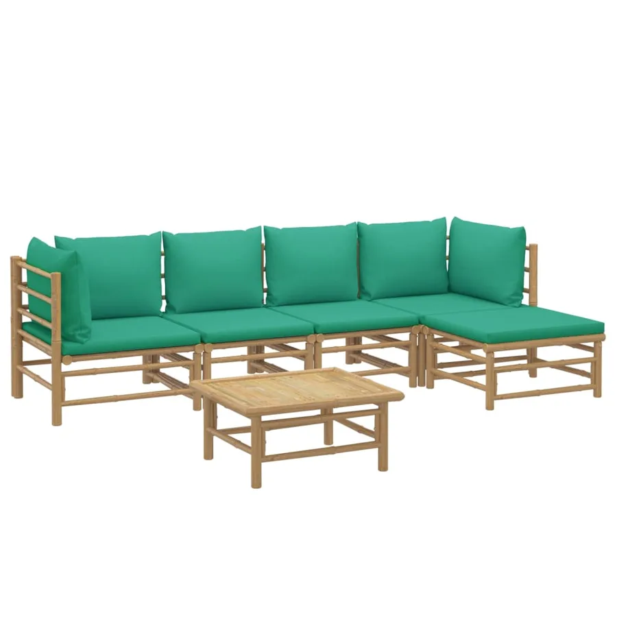 Salon de jardin 6 pcs avec coussins vert bambou - 3