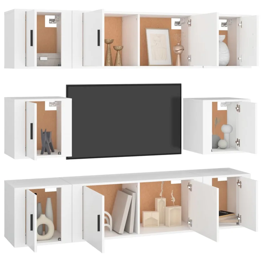 Ensemble de meubles TV 8 pcs Blanc Bois d'ingénierie - 3