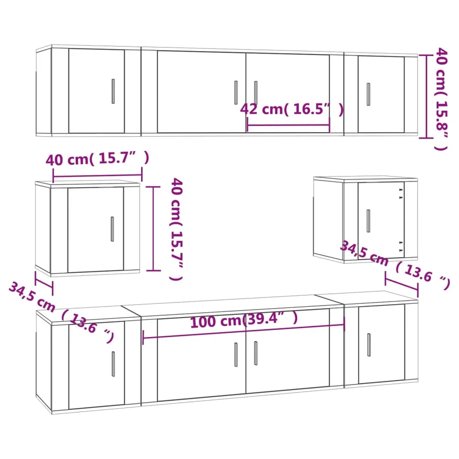 Ensemble de meubles TV 8 pcs Blanc Bois d'ingénierie - 7