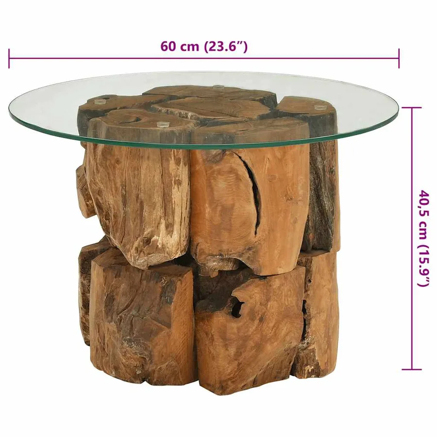 Table basse Bois flottant de teck massif 60 cm - 9
