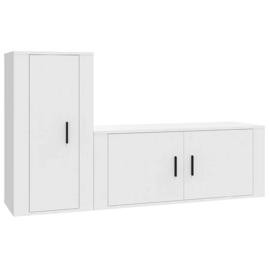 Ensemble de meubles TV 2 pcs Blanc Bois d'ingénierie - 2