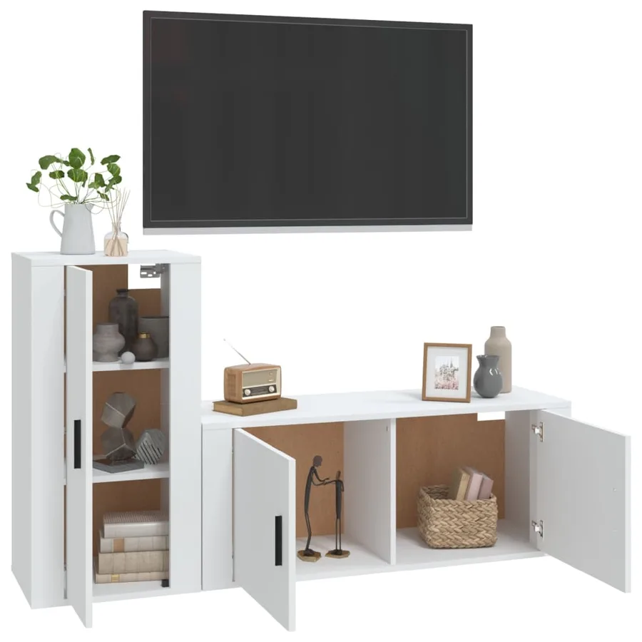Ensemble de meubles TV 2 pcs Blanc Bois d'ingénierie - 3