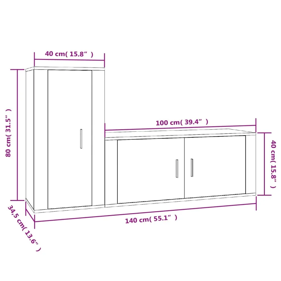 Ensemble de meubles TV 2 pcs Blanc Bois d'ingénierie - 8