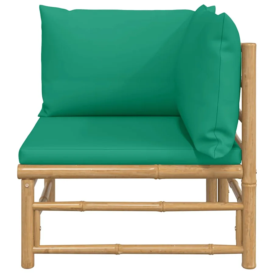 Canapé d'angle de jardin avec coussins vert bambou - 3